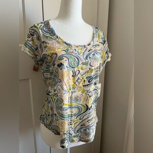 Pilcro Paisley Short Sleeve Top - S